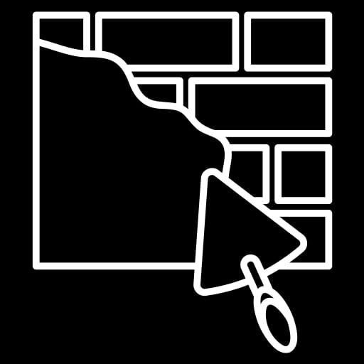 Pool Resurfacing Service 2 A White Line-Art Icon Showing A Complex Shape, Possibly A Floor Plan With Rooms, Overlaid By A Curved Line That Ends In A Loop Or Chain Link, Set Against A Transparent Background.